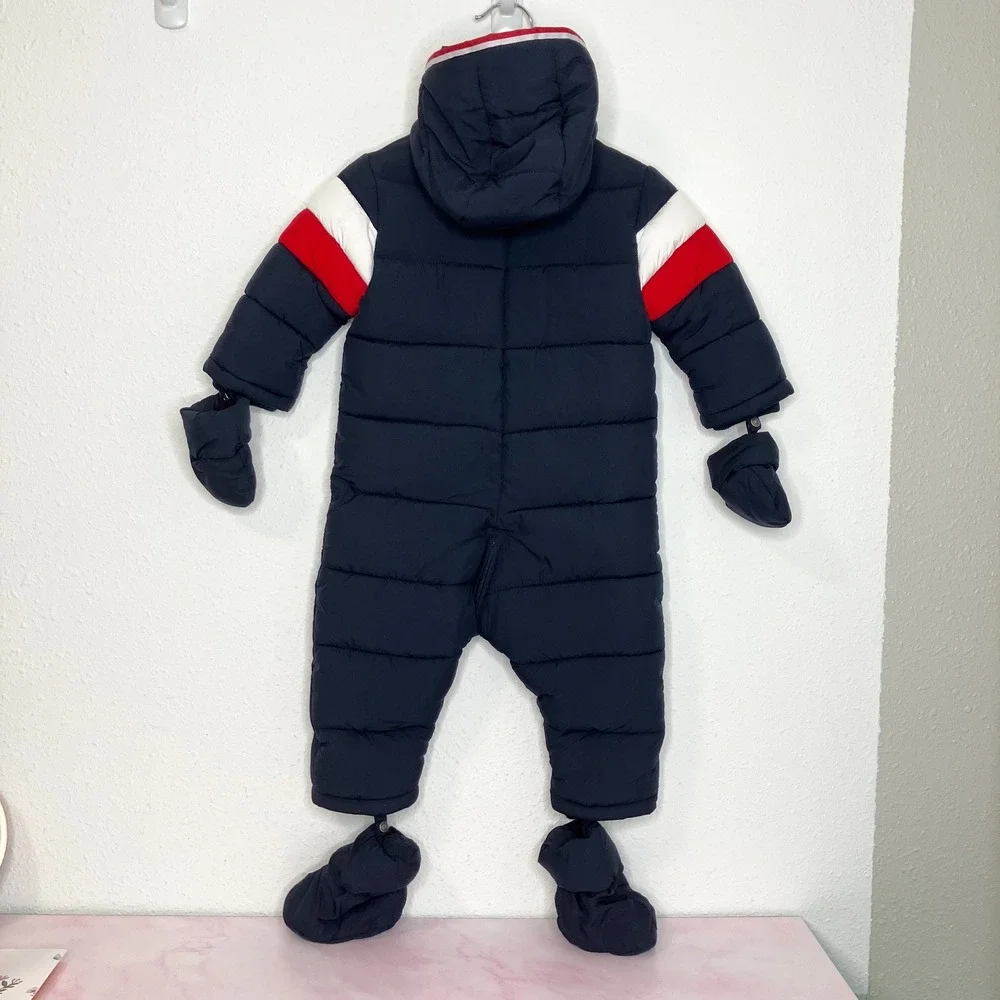 Tartine et Chocolat Puffer Snowsuit Navy w/Detachable Mittens & Booties 12 month